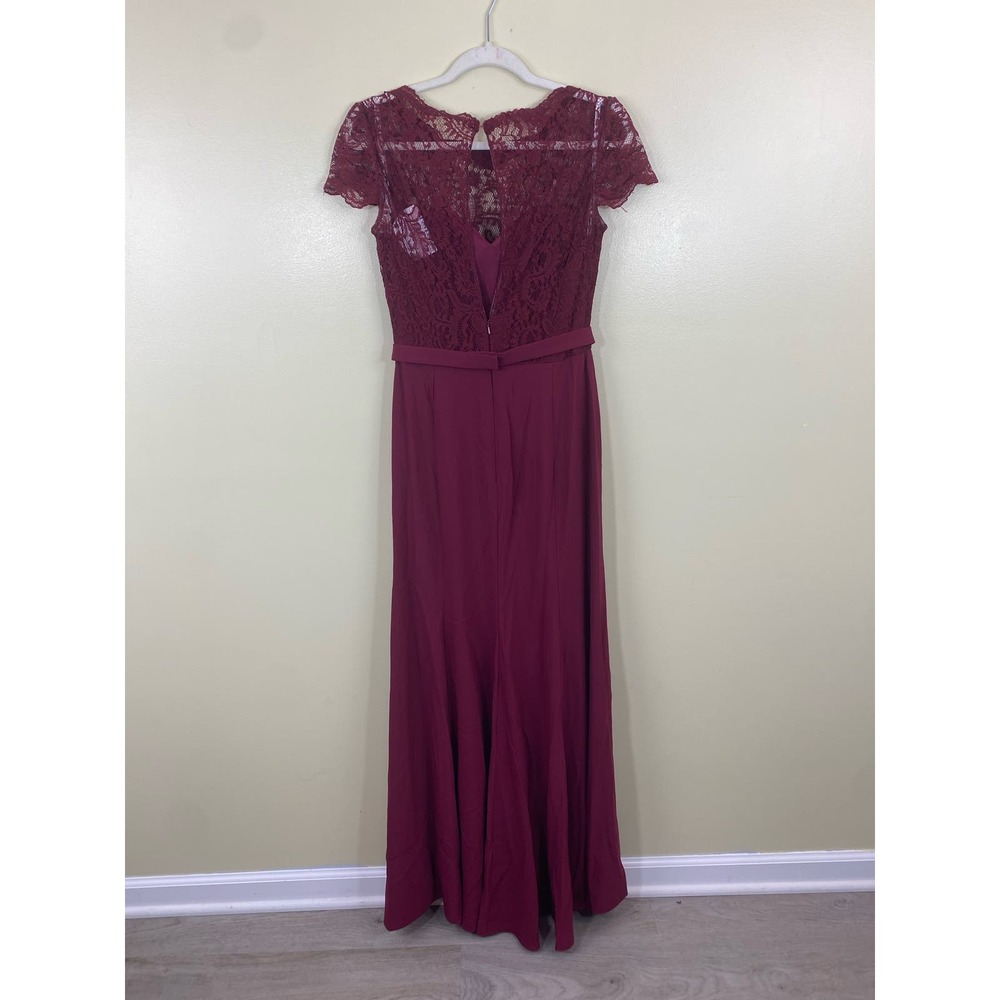 New Jenny Packham JP1001 Marquis Lace Crepe Burgundy Dress Size 8 - Picture 4 of 7